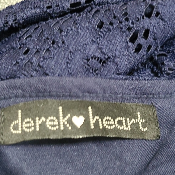 Derek Heart Navy Blue Floral Lace Short sleeve Fit &Flare Size XS - Picture 10 of 10